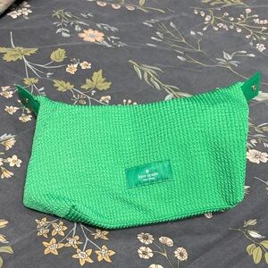 Kate Spade Vibrant Green Textured Small Cosmetic Bag